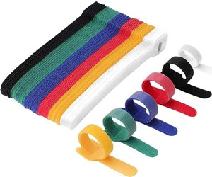 Reusable Back to Back Cable Tie <strong>Customized</strong> Logo <strong>Hook</strong> and <strong>Loop</strong> <strong>Strap</strong> Cable Zip Tie Nylon Self-locking Acccept Sticky Back Tape - Product Image 1