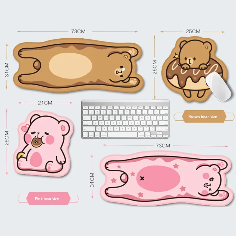 Desenhos animados Brown urso gato mouse pad Menina bonito escritório teclado pad personalizado especial em forma de mouse pad pulso guarda