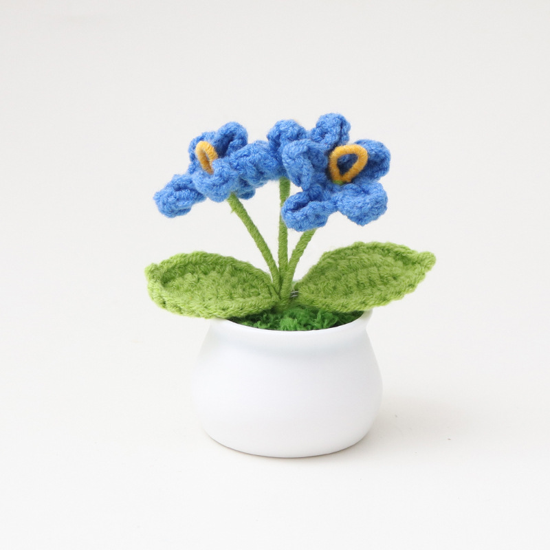 Non ti scordar di me tre fiori blu-55 foglie verdi-48 porcellana bianca