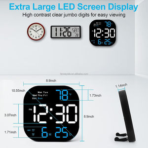 <strong>Large</strong> <strong>Digital</strong> Wall <strong>Clock</strong>, 10.55&quot; Led Display, Automatic Brightness Dimmer Big <strong>Clock</strong> With Remote, Square Alarm <strong>Clock</strong> - Product Image 2