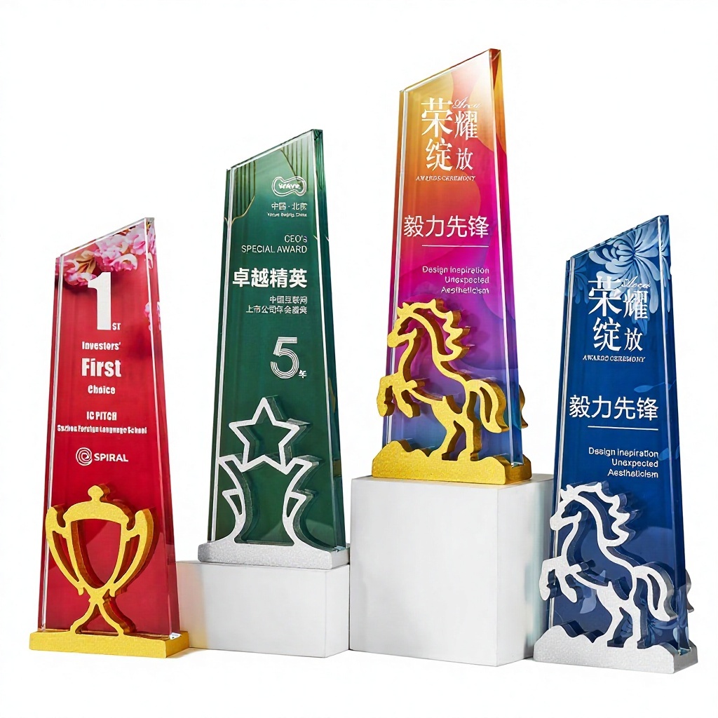 Year of the horse trophy one gold-silver-bronze optional