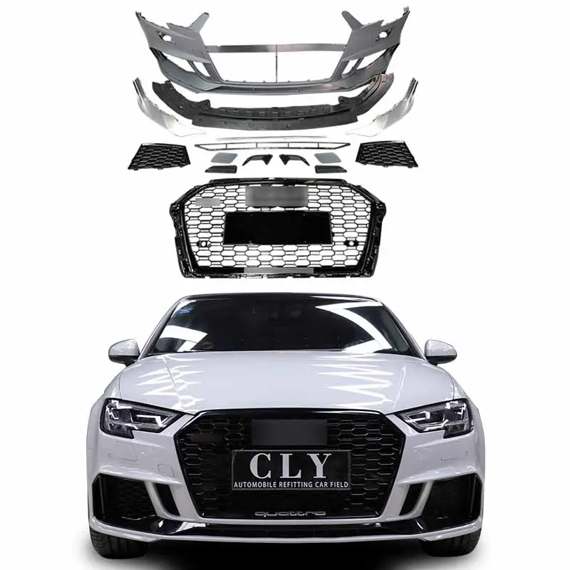 Pièces de carrosserie d'origine Pare-chocs avant pour 2017 2018 2019 Audi A3 Changer pour RS3 Kits de carrosserie avec grille