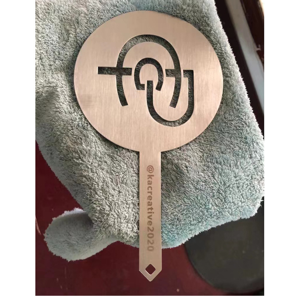 100mm diameter, long handle with logo