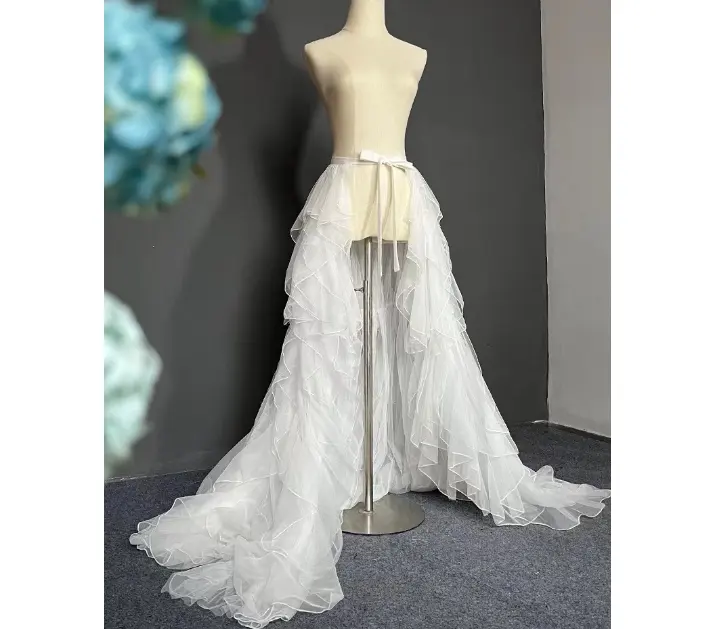 QUEENSGOWN abito da sposa vintage personalizzato treno rimovibile elegante abito da festa in rete overskirt Performance accessori per abiti da sposa