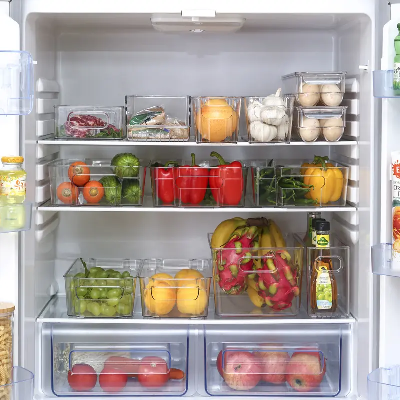キッチン収納容器プラスチック製ペット透明透明冷蔵庫オーガナイザー雑貨引き出しタイプ