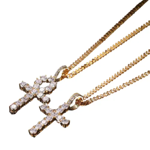 Rarity Factory Custom Fashion Diamond Gold Cross Pendants Necklace S925 silver For Women Cross Necklace