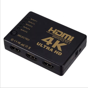 5端口高清多媒体开关3D 1080p 4k选择器分离器集线器，带红外遥控器，适用于高清电视影碟盒高清多媒体开关5进1出 - Product Image 2