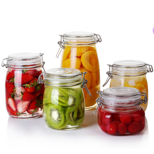 Yüksek kaliteli 500ml,750ml,1000ml kare ve yuvarlak hava geçirmez depolama cam kavanoz klip kapaklı reçel için - Product Image 2