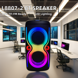 L8807-2 Customizable BT Party Speaker Dual 8-Inch Horn with Big Subwoofer Remote <strong>Control</strong> Portable Battery Operated <strong>Computer</strong> <strong>Use</strong> - Product Image 2