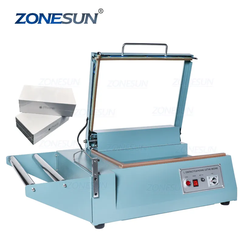 ZONESUN ZS-FK380L manuel L Bar sızdırmazlık makinesi kol plastik ambalaj çantası Sealer Shrink Film yapıştırma makinesi PVC plastik mühürleyen