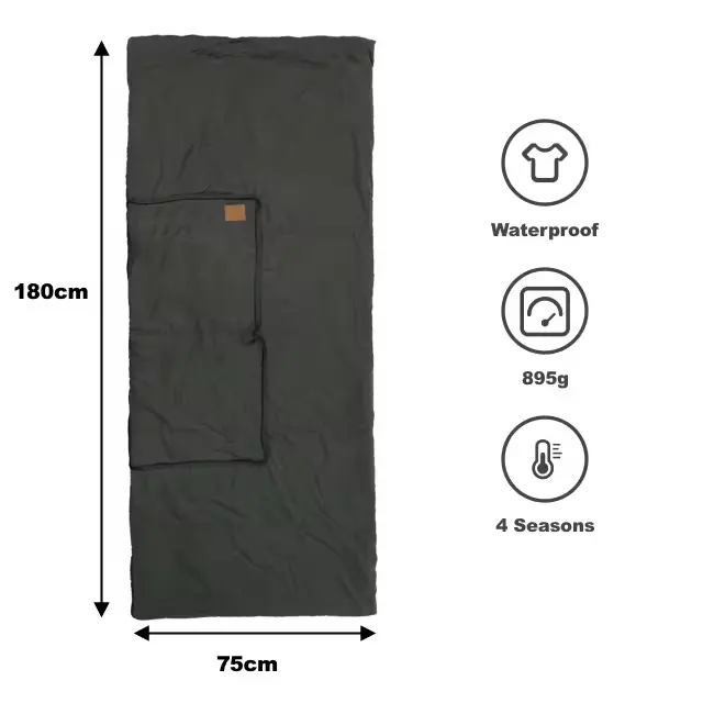 Sac de couchage simple imperméable pour camping 3 saisons avec oreiller