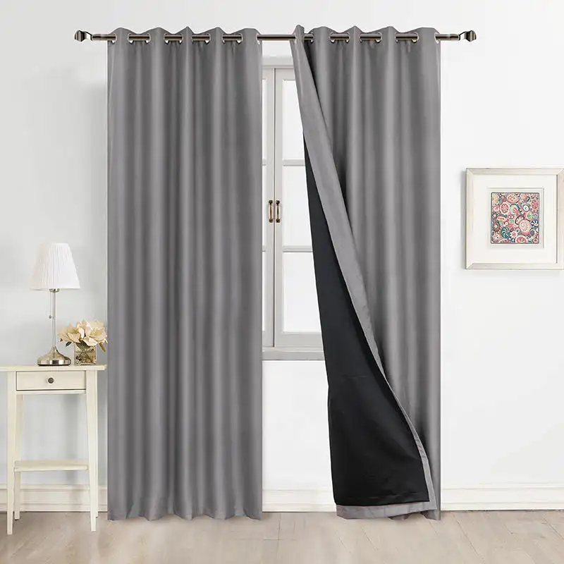 Moderno doble capa negro ventana Blackout aislamiento térmico sala de estar 100% cortinas de sombreado para dormitorio