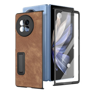 キックスタンドスクリーンプロテクターシェル付きクロームレトロデザインハードケース-Vivo X Fold2ケース用メンブレン統合保護ケース - Product Image 1