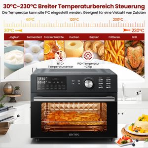 30L Grigio Multifunctional Air Fryer with <strong>Temperature</strong> <strong>and</strong> <strong>Timer</strong> <strong>Control</strong> Oven Includes Recipes <strong>and</strong> 6 Accessories - Product Image 3