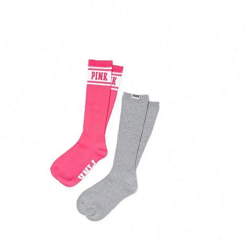 Chaussettes tubulaires pour jeunes filles, accessoire de couleur rose, avec lettres personnalisées