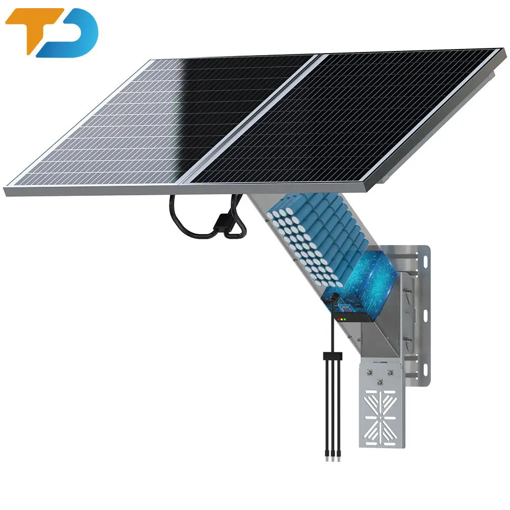 TecDeft Factory, venta al por mayor, sistema de energía solar de 120W con kit de batería, IP66, resistente al agua para cámara CCTV, panel solar