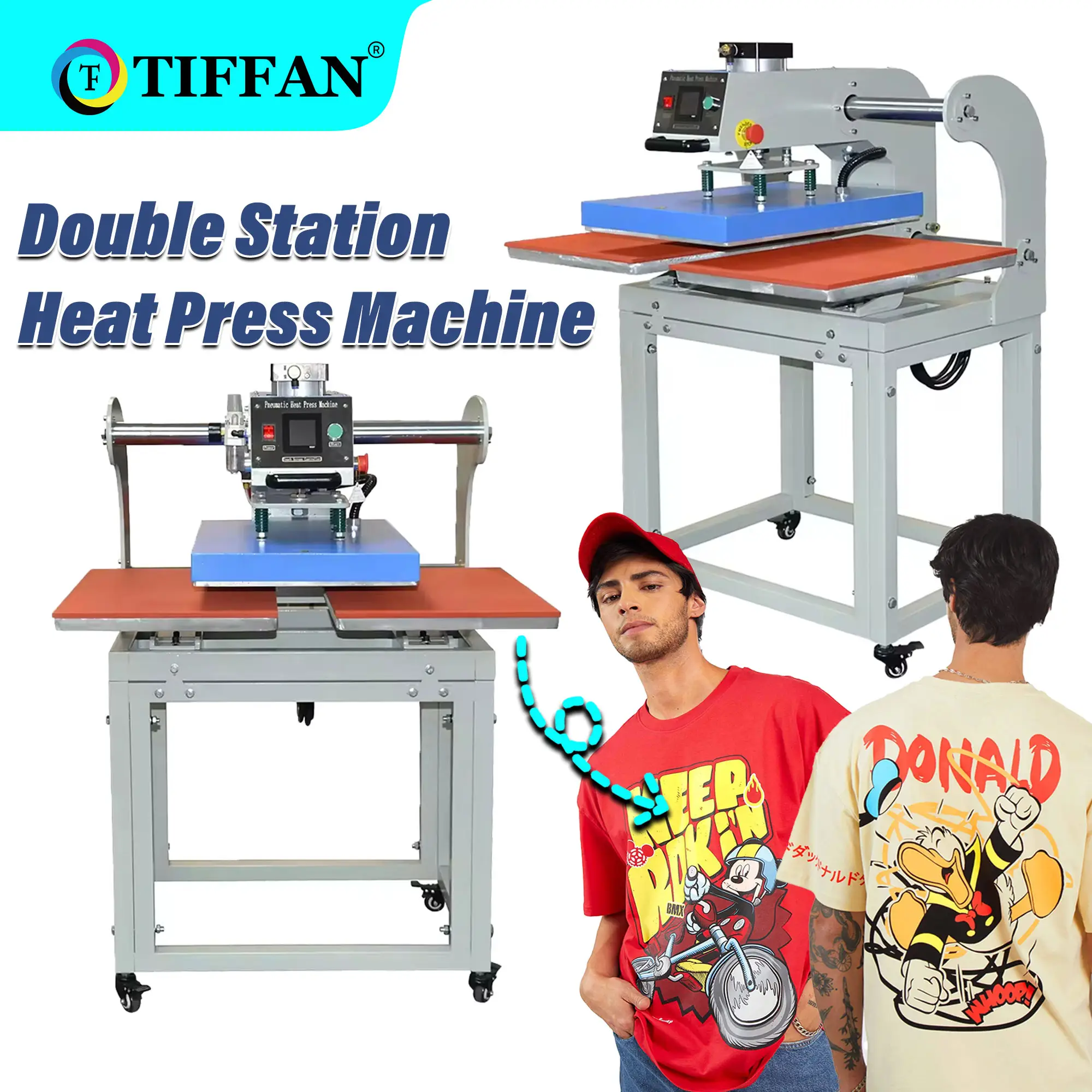 TIFFAN t-shirtsc 열 프레스 기계 용 새로운 업그레이드 공압 작동 자동 열 프레스 알루미늄 열 프레스 기계