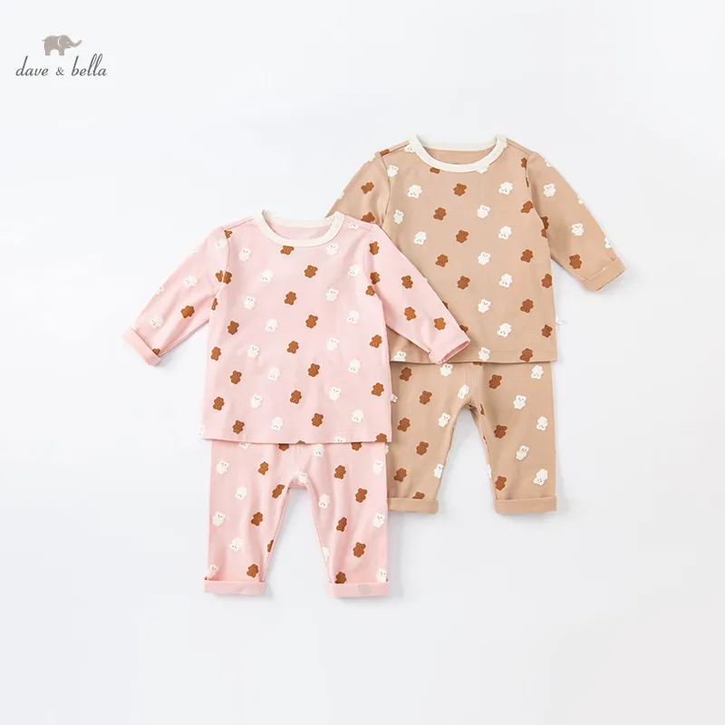 DB20231-K de pijamas con estampado de dibujos animados para bebé, ropa interior informal para recién nacido, 2 uds.