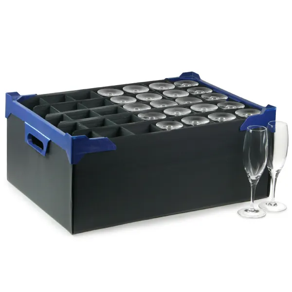 쌓을 수있는 키 큰 와인 잔 보관함 유리 상자 유리 상자 샴페인 물주전자 골판지 플라스틱 통 상자