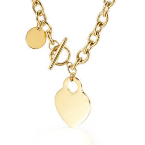 Özel kişiselleştirilmiş Logo kalp Charm kolye kolye kadınlar için Minimalist Minimalist ty gerdanlık paslanmaz çelik kalp kolye takı - Product Image 1