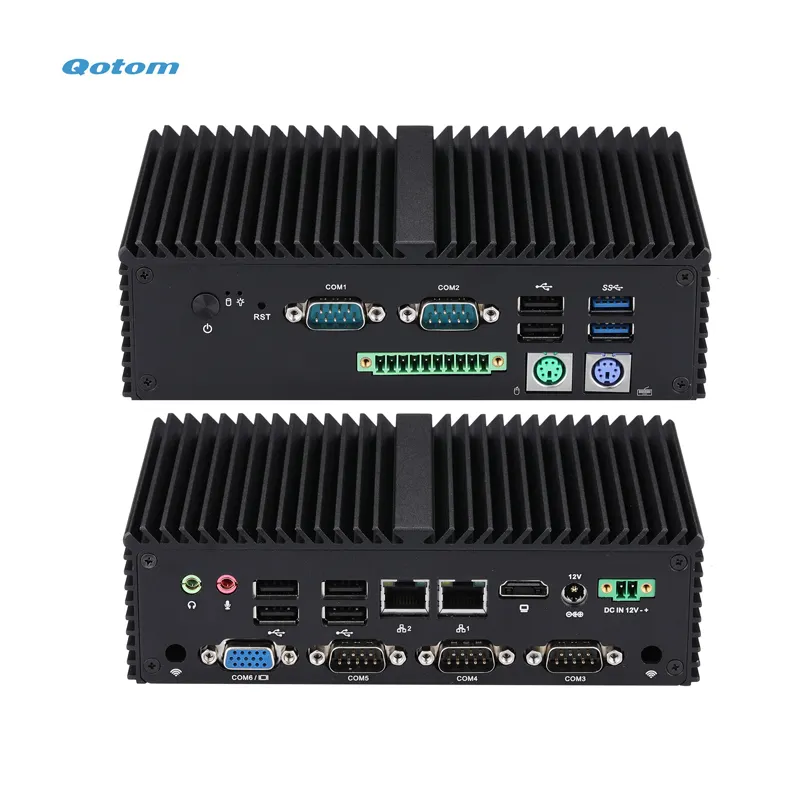 Qotom J6412 رباعي النواة 6 COM Port الأتمتة الصناعية المدمجة مصغرة مع PS/2 GPIO