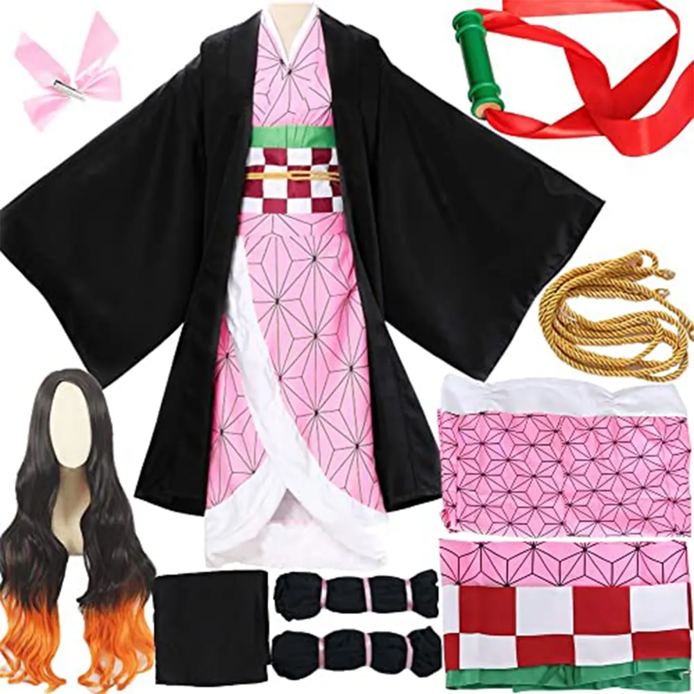 Fiesta de Halloween vestido de ropa Kimono uniforme Tanjirou Nezuko Zenitsu Kimetsu no Yaiba Anime demonio asesino cosplay traje