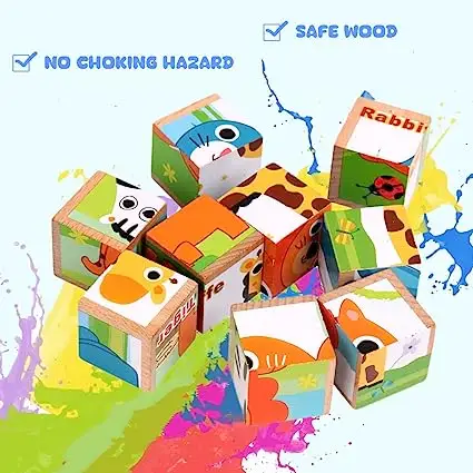 Puzzles en bois pour tout-petits Animal Puzzle 3D Cube en bois bloc jouets Montessori jeux éducatifs pour enfants jouet préscolaire