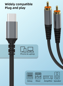 Cable de Audio tipo C a RCA de alta calidad, convertidor de cable auxiliar 2 RCA, línea de Audio USB C para amplificador de altavoz de teléfono móvil, potencia de Audio - Product Image 4