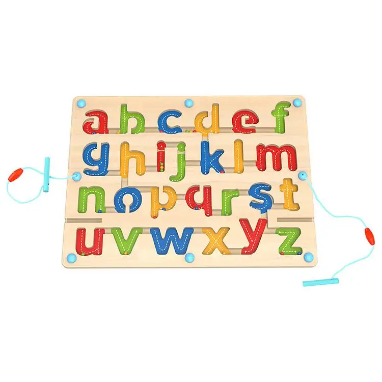 Brinquedo educacional para bebês, placa de labirinto magnético abc alfabeto educacional por atacado