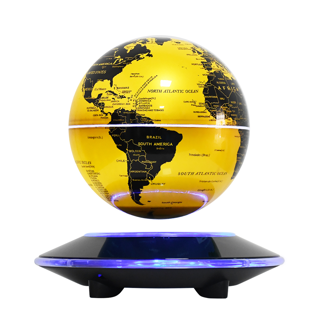 Base noire - Éclairage blanc globe doré