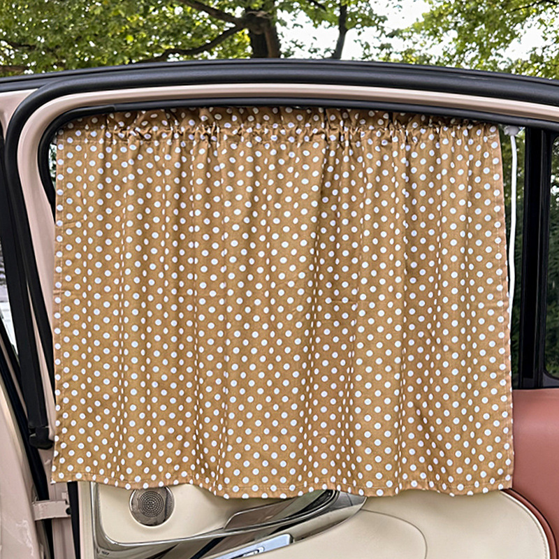 Brown polka dot cotton curtains