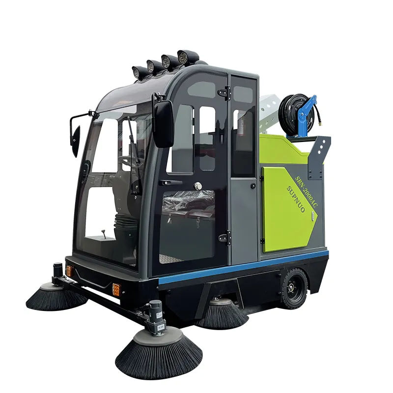 Wholesale Supnuo SBN-2000AC Electric Road Street Sweeper Cleaning Truck with Water Tank enclosed cab road floor sweeper