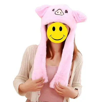 Hola nuevo 2019 LED móvil sombrero led super suave animal de peluche de cerdo de peluche sombrero para la venta