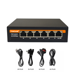 Tincam Mini 6-Port-Fast-Ethernet-PoE-Switch Netzwerk-Switch 4 Ports mit 2 Uplink-Poe-Switch für IP-Kamera Computer Ethernet