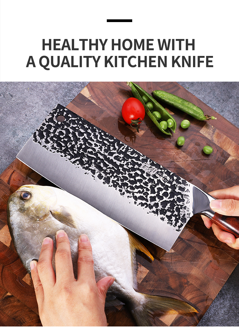 Wholesale Amazon hot sales Premium Quality Rosewood handle 5Cr15mov stainless steel butcher kitchen cleaver knife
