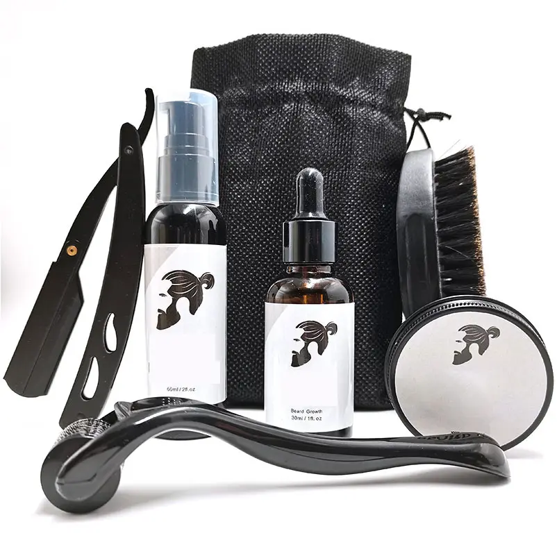 Hot Custom Logo Luxury Men Cuidado Personal Grooming Cerdas de jabalí Barba Brocha de afeitar Peines Kit Sets