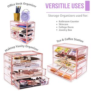 Trang Điểm Tổ Chức 4 Ngăn Kéo Acrylic Make Up Tổ Chức Và Lưu Trữ Rõ Ràng Trang Điểm Tổ Chức Cho Mỹ Phẩm Đồ Trang Sức Phòng Tắm Bồn Rửa - Product Image 4