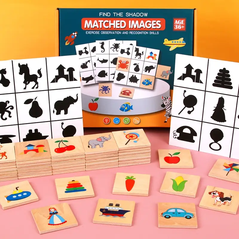 Imagens Correspondentes Jigsaw Puzzle Jardim de Infância Suprimentos Early Learning Aids Jogo Montessori Crianças 3d Puzzle Educação Brinquedos