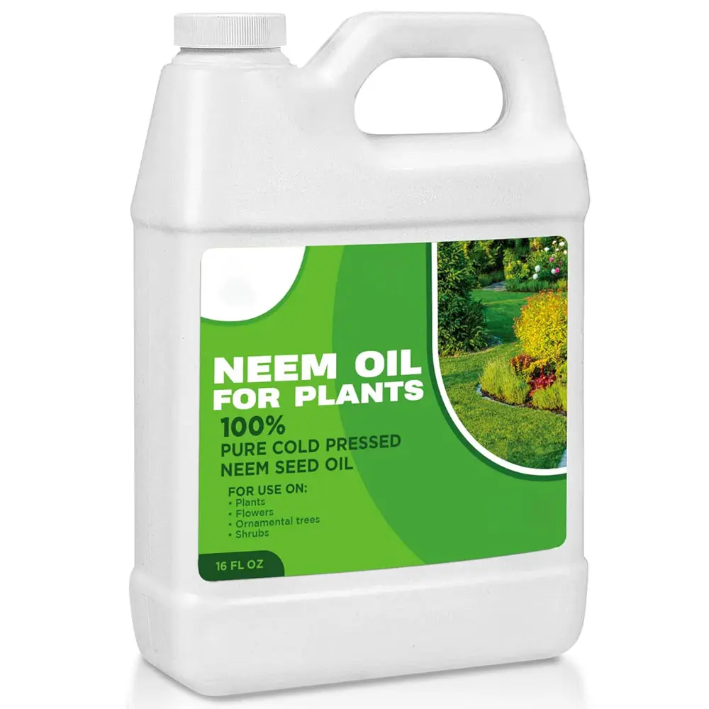 Óleo de Neem prensado a frio 100% puro para plantas concentrado, spray hortícola para interior e exterior, folhas, jardim, vegetais