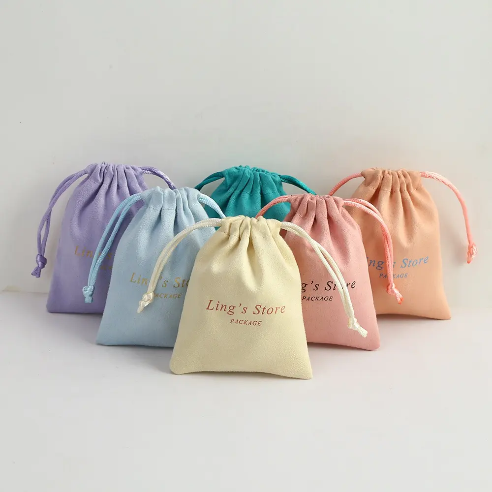 Flannel Jewelry Packaging Pouches Chic Wedding Favor Gift Bag Velvet Drawstring Pouch for Cosmetic Makeup Eyelashes