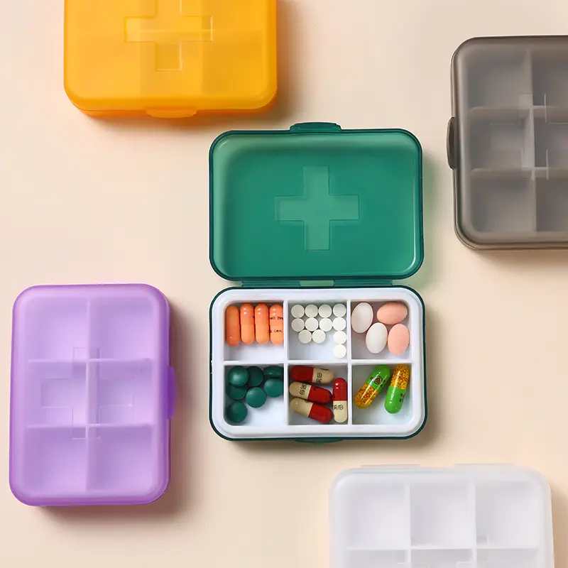 6 Fächer Tragbarer Medizin behälter Mini Dust proof Pill Dispenser Case Travel Tablet Aufbewahrung sbox