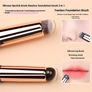 2 1 çift uçlu dudak parlatıcısı aplikatör ruj karıştırma fırçası özel Logo kapatıcı makyaj fırçalar yüz kullanılan göz farı maskara - Product Image 4