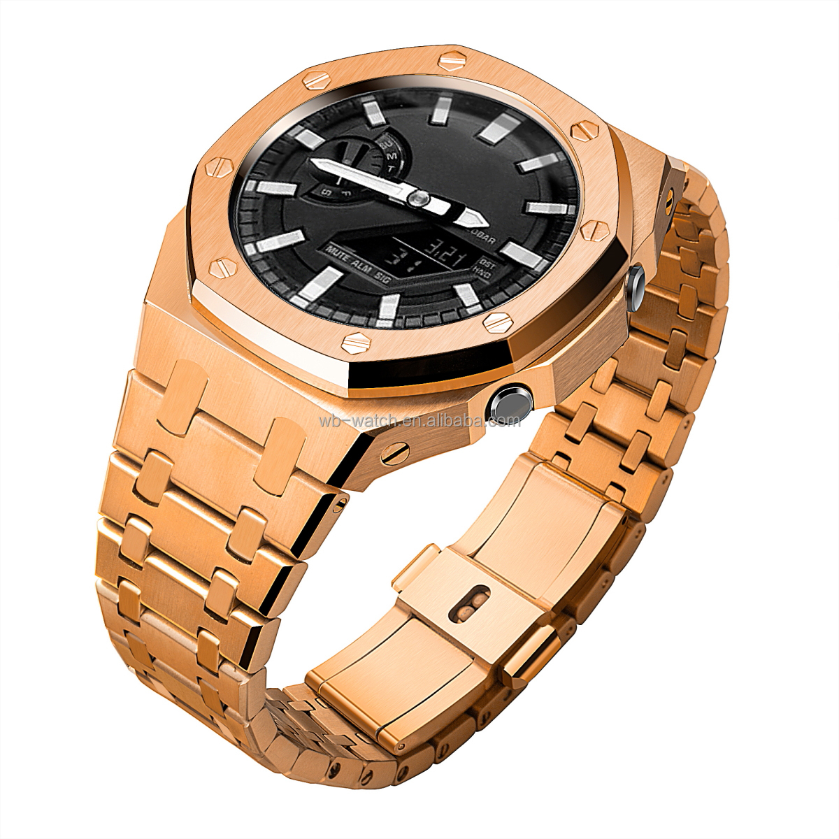 Rose Gold Case+Stainless Steel Rose Gold Band