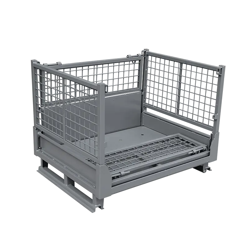 Caja de metal de almacenamiento apilable, jaula de malla apilable, palé de jaula de acero para almacenamiento y protección logística de almacén