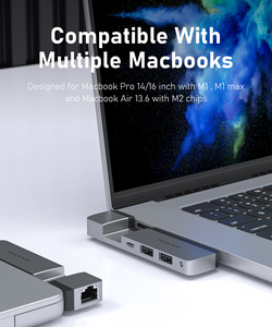 Shenzhen PULWTOP c Hub With Card Reader 5 in 1/2 Usb-c Hub Adapter <strong>mac</strong> Docking Station USB 3.0 Type C Hub 4K HD-MI Port TF Card - Product Image 6