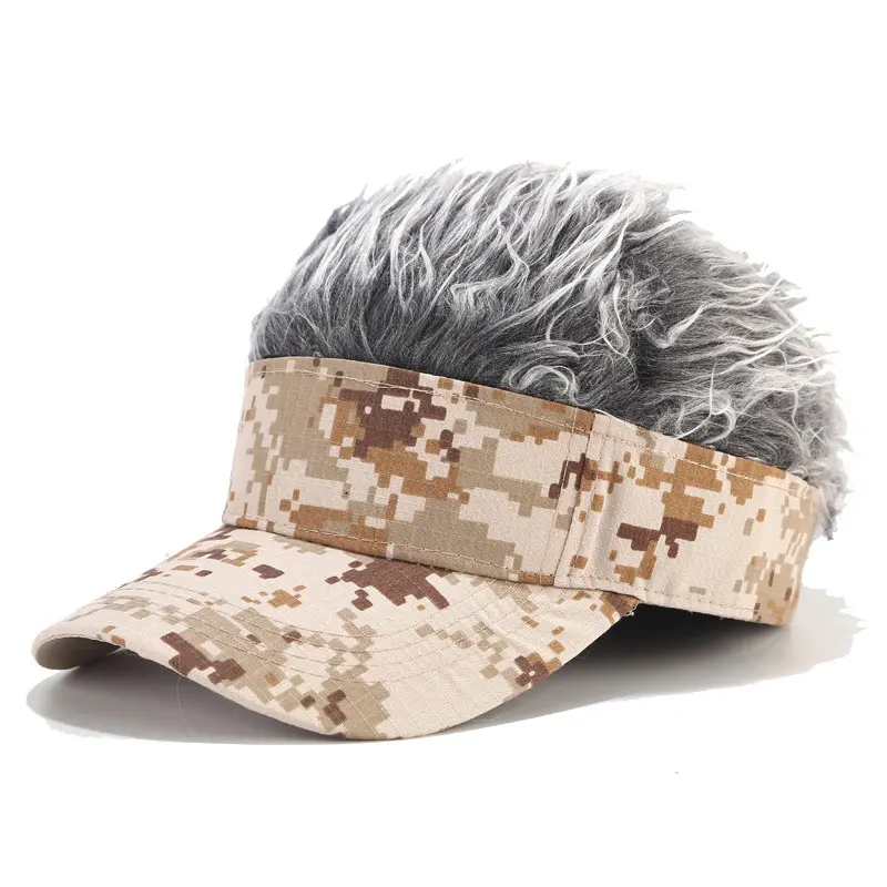 2023 nueva gran oferta gorra de béisbol de camuflaje Ins Street Fashion gorra con visera peluca camuflaje Unisex gorra de béisbol
