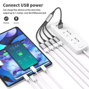 2025热卖4合1电缆双<span class=keywords><strong>USB</strong></span> 2.0电源线扩展，用于充电/数据4USB扩展电缆OTG适配器<span class=keywords><strong>USB</strong></span>分离器