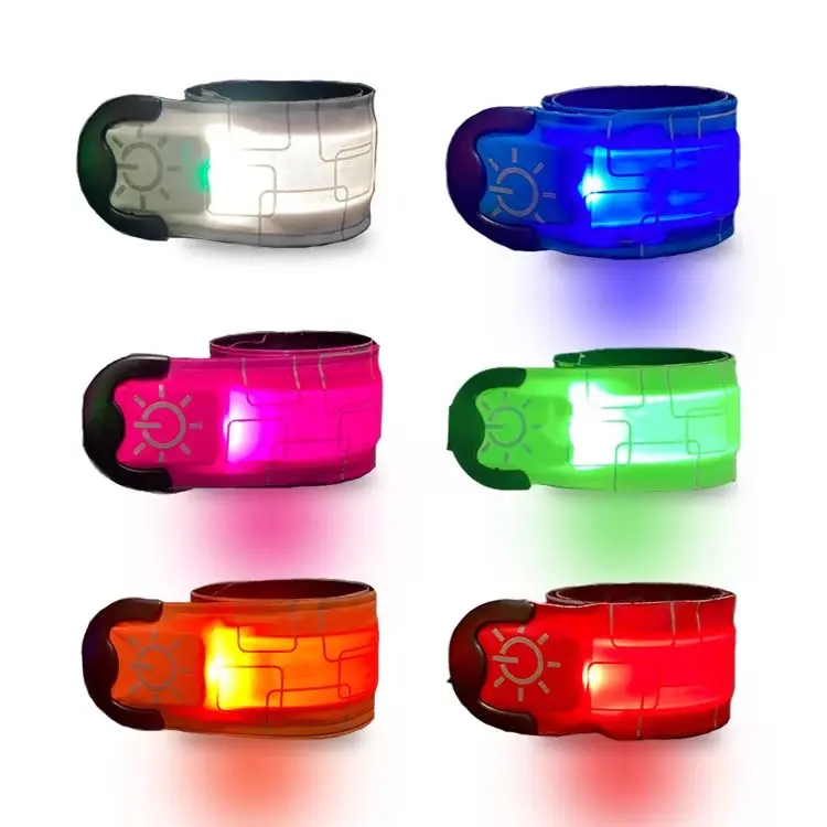 Brassard à LED rechargeable haute visibilité réfléchissante Bandes lumineuses réglables pour la course à pied la nuit