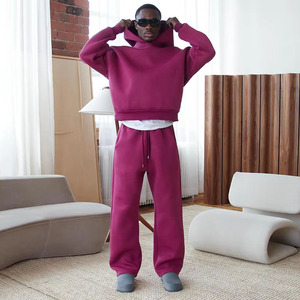 Setelan celana Jogger longgar dan Hoodie 600gsm kustom celana olahraga uniseks ukuran besar Set baju olahraga katun bulu - Product Image 5