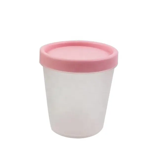 Frasco de PP esmerilado de una pared con forma de taza de helado, tapa de tornillo de color rosa para crema para el cuidado de la piel, 240 ml, precio de fábrica